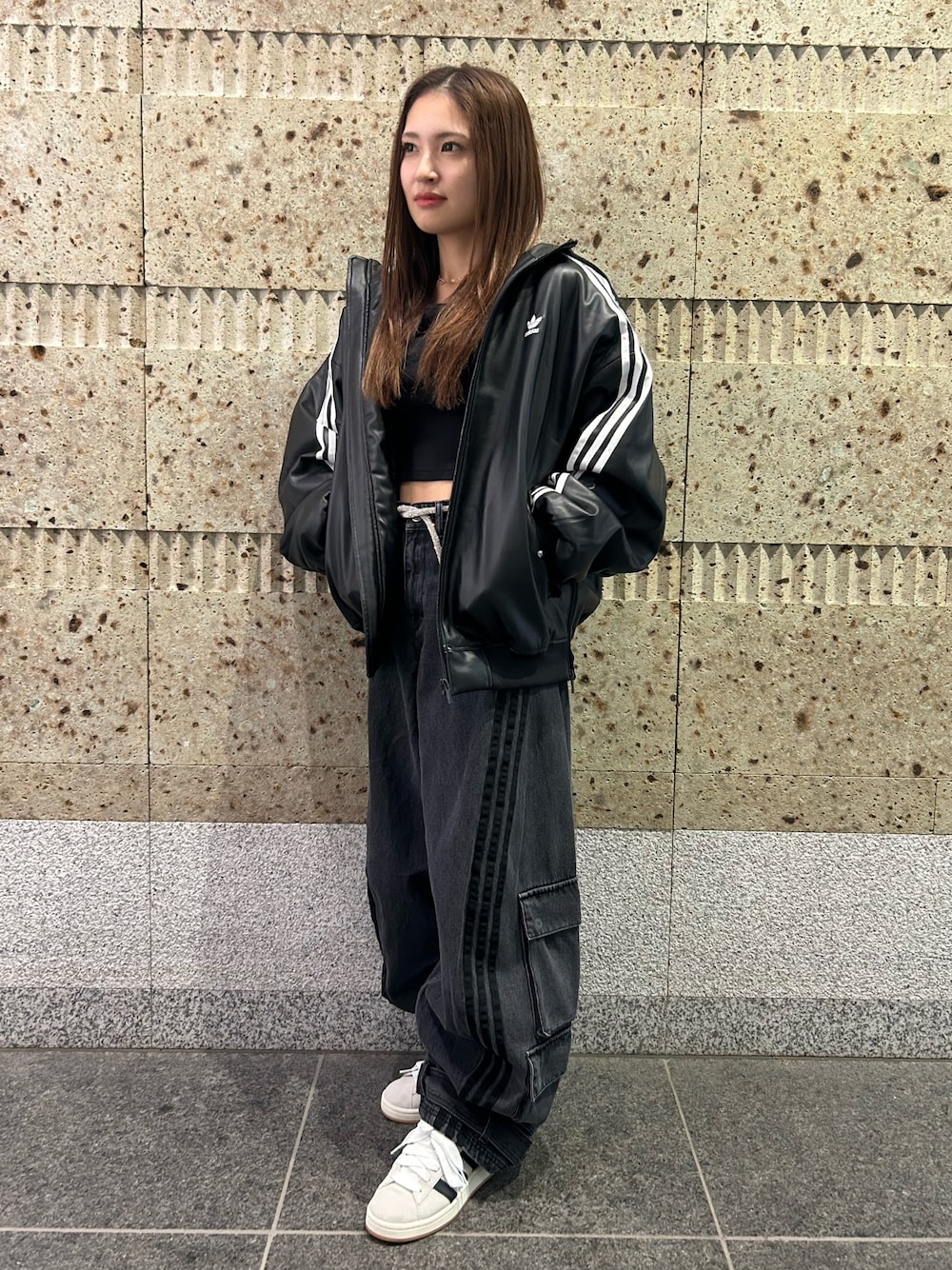 レディース[超希少] adidas レザージャケット　着画あり