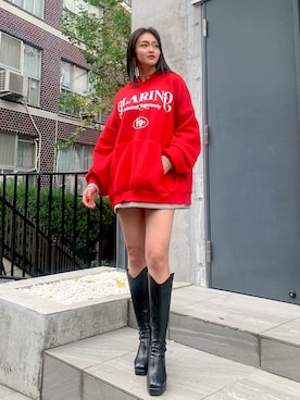 「アイテム（パーカー）」を使った、MIYUKIさん（レディース・163cm・10代）の冬コーディネート