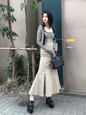 「カラー×コーデ」｜「アイテム（ローファー）」を使った、MIYUKIさん（レディース・163cm）の春コーディネート