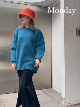 「MURUA（ムルーア）のアイテム（ハット）」を使った、早久都加紗さん（レディース・158cm）の夏コーディネート