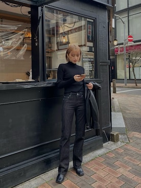 「MURUA（ムルーア）のアイテム（ブルゾン）」を使った、早久都加紗さん（レディース・158cm）の冬コーディネート