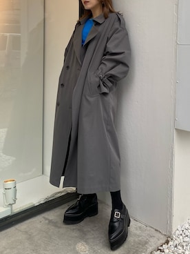 「MURUA（ムルーア）のアイテム（ローファー）」を使った、早久都加紗さん（レディース・158cm）の冬コーディネート