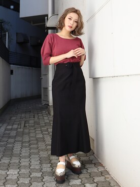 「MURUA（ムルーア）のアイテム（その他シューズ）」を使った、早久都加紗さん（レディース・158cm）の春コーディネート