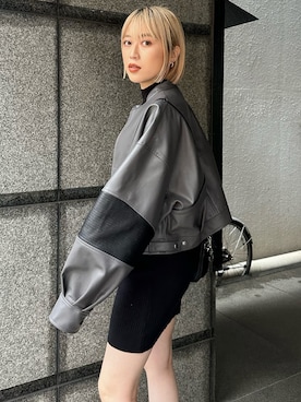 「MURUA（ムルーア）のアイテム（ブルゾン）」を使った、早久都加紗さん（レディース・158cm）の秋コーディネート