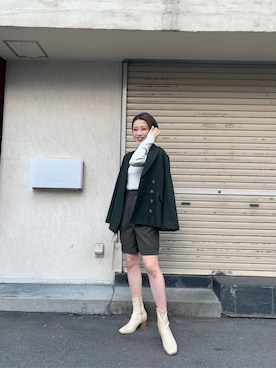 「MURUA（ムルーア）のアイテム（テーラードジャケット）」を使った、早久都加紗さん（レディース・158cm）の秋コーディネート