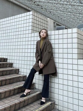 「MURUA（ムルーア）のアイテム（テーラードジャケット）」を使った、早久都加紗さん（レディース・158cm）の秋コーディネート