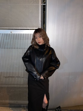 「MURUA（ムルーア）のアイテム（ブルゾン）」を使った、早久都加紗さん（レディース・158cm）の冬コーディネート