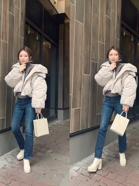 「#今日のコーデ」｜「アイテム（ブルゾン）」を使った、早久都加紗さん（レディース・158cm）の冬コーディネート