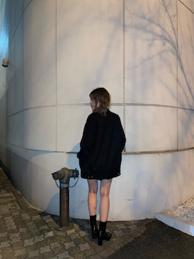 「MURUA（ムルーア）のアイテム（ブルゾン）」を使った、早久都加紗さん（レディース・158cm）の冬コーディネート