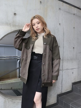 「ツイードジャケット」｜「アイテム（ブルゾン）」を使った、早久都加紗さん（レディース・158cm）の秋コーディネート