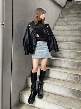 「MURUA（ムルーア）のアイテム（テーラードジャケット）」を使った、早久都加紗さん（レディース・158cm）の秋コーディネート