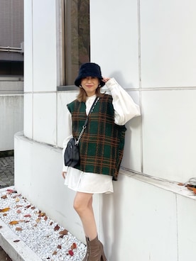 「MURUA（ムルーア）のアイテム（ワンピース/ドレス）」を使った、早久都加紗さん（レディース・158cm）の秋コーディネート