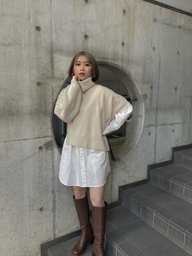 早久都加紗さん（レディース・158cm）の冬コーディネート