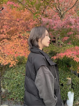 「MURUA（ムルーア）のアイテム（スウェット）」を使った、早久都加紗さん（レディース・158cm）の秋コーディネート