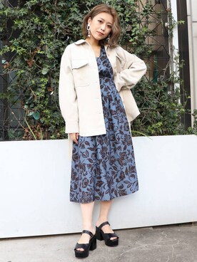 「MURUA（ムルーア）のアイテム（ブルゾン）」を使った、早久都加紗さん（レディース・158cm）の冬コーディネート