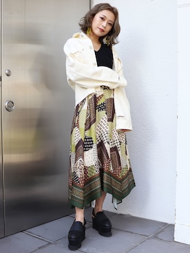 「MURUA（ムルーア）のアイテム（テーラードジャケット）」を使った、早久都加紗さん（レディース・158cm）の冬コーディネート