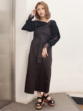 「MURUA（ムルーア）のアイテム（ワンピース/ドレス）」を使った、早久都加紗さん（レディース・158cm）の春コーディネート