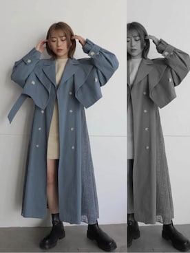 「トレンチワンピ」｜早久都加紗さん（レディース・158cm）の冬コーディネート