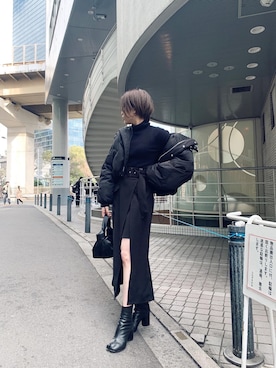 「#今日のコーデ」｜「アイテム（ブルゾン）」を使った、早久都加紗さん（レディース・158cm）の冬コーディネート