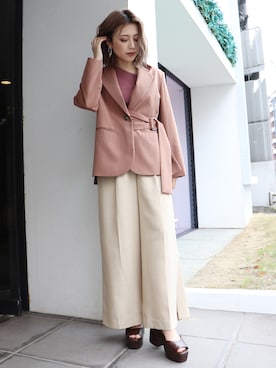 「MURUA（ムルーア）のアイテム（ジャケット/アウター）」を使った、早久都加紗さん（レディース・158cm）の冬コーディネート