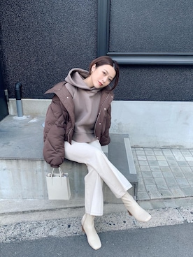 「#今日のコーデ」｜「アイテム（ブルゾン）」を使った、早久都加紗さん（レディース・158cm）の冬コーディネート