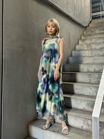 追加生産分】シェイドフラワーレイヤードワンピース｜ムルーア