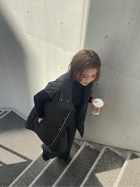 「MURUA（ムルーア）のアイテム（テーラードジャケット）」を使った、早久都加紗さん（レディース・158cm）の冬コーディネート