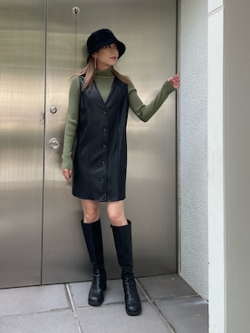 「MURUA（ムルーア）のアイテム（ワンピース/ドレス）」を使った、早久都加紗さん（レディース・158cm）の秋コーディネート