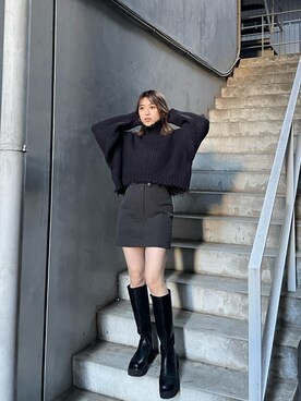 早久都加紗さん（レディース・158cm）の冬コーディネート