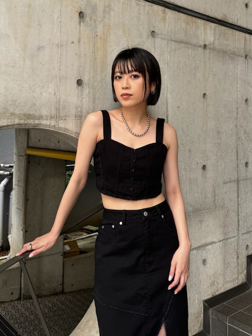 セール】【SET UP対応】フリンジデニムビスチェ（シャツ/ブラウス