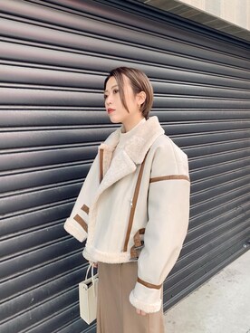 「#今日のコーデ」｜「アイテム（ブルゾン）」を使った、早久都加紗さん（レディース・158cm）の冬コーディネート