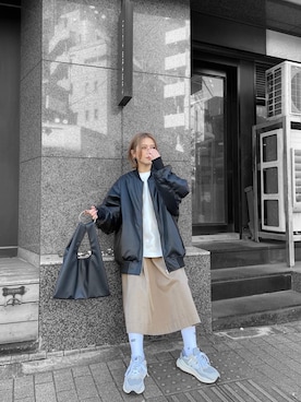 「#今日のコーデ」｜「アイテム（ブルゾン）」を使った、早久都加紗さん（レディース・158cm）の秋コーディネート
