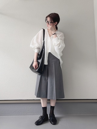 「GU(ジーユー)のアイテム(シャツ/ブラウス)」を使った、haruさん(レディース・162cm)の秋コーディネート
