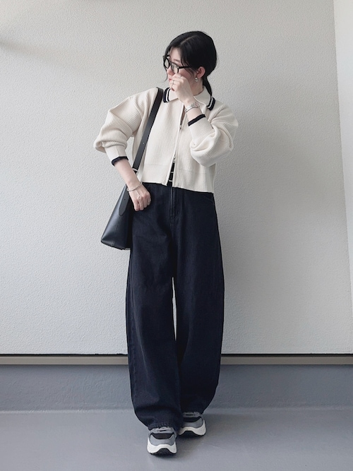 セール】【2025AW新色登場】ライン衿ジップブルゾン（ニット