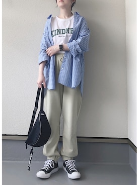 「H&M（エイチ・アンド・エム）のアイテム（シャツ/ブラウス）」を使った、haruさん（レディース・162cm）の春コーディネート