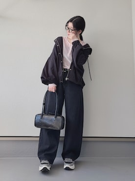 「solleim（ソルレム）の［26SS新色追加］シアーベロアヘンリーネックロンT（Tシャツ/カットソー、ピンク系）」を使った、haruさん（レディース・162cm）の春コーディネート