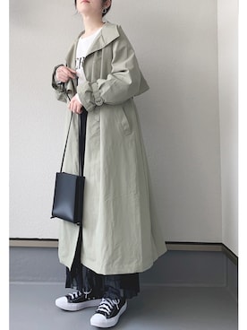 「DISCOAT（ディスコート）のアイテム（トレンチコート）」を使った、haruさん（レディース・162cm）の春コーディネート