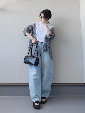 「アイテム（ボストンバッグ）」を使った、haruさん（レディース・162cm）の夏コーディネート