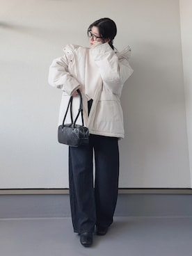 「アイテム（ボストンバッグ）」を使った、haruさん（レディース・162cm）の冬コーディネート