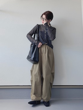 「tiptop（ティップトップ）のカーブイージーパンツ（その他パンツ、グリーン系）」を使った、haruさん（レディース・162cm）の夏コーディネート