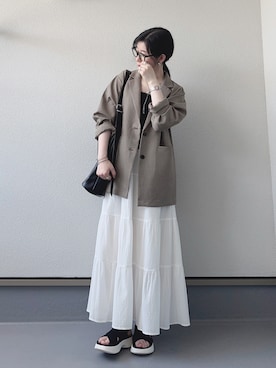 「アイテム（テーラードジャケット）」を使った、haruさん（レディース・162cm）の夏コーディネート