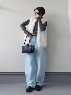 「tiptop（ティップトップ）のメランジリブハイネックプルオーバー（ニット/セーター）」を使った、haruさん（レディース・162cm）の秋コーディネート