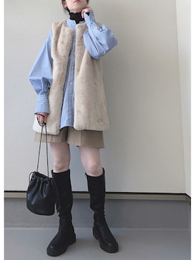 「reca（レカ）のボリューム袖タックブラウス（シャツ/ブラウス）」を使った、haruさん（レディース・162cm）の秋コーディネート