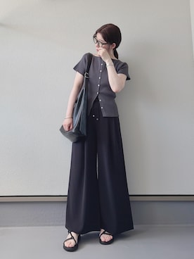 「GU（ジーユー）のアイテム（カーディガン/ボレロ、グレー系）」を使った、haruさん（レディース・162cm）の夏コーディネート