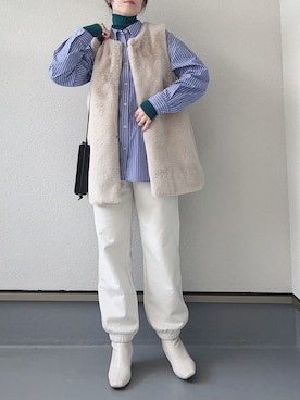 「ファーベスト」｜「アイテム（スウェットパンツ）」を使った、haruさん（レディース・162cm）の冬コーディネート