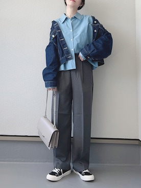 「Honeys（ハニーズ）のアイテム（デニムジャケット）」を使った、haruさん（レディース・162cm）の春コーディネート