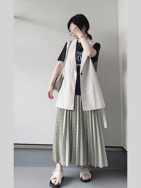 「Le temps riche（ルタンリッシュ）のアイテム」を使った、haruさん（レディース・162cm）の夏コーディネート
