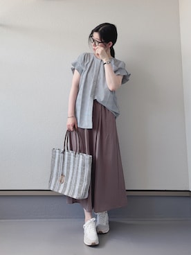 「ikka（イッカ）のアイテム（Tシャツ/カットソー）」を使った、haruさん（レディース・162cm）の夏コーディネート
