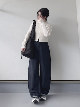 「アイテム（デニムパンツ）」を使った、haruさん（レディース・162cm）の秋コーディネート