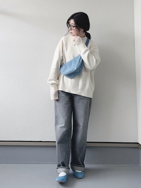 「アイテム（バレエシューズ、ブルー系）」を使った、haruさん（レディース・162cm）の冬コーディネート